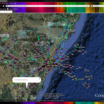 Trails and ACARS messages around Sydney after a period of time